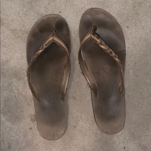 Brown women’s rainbow flip flops